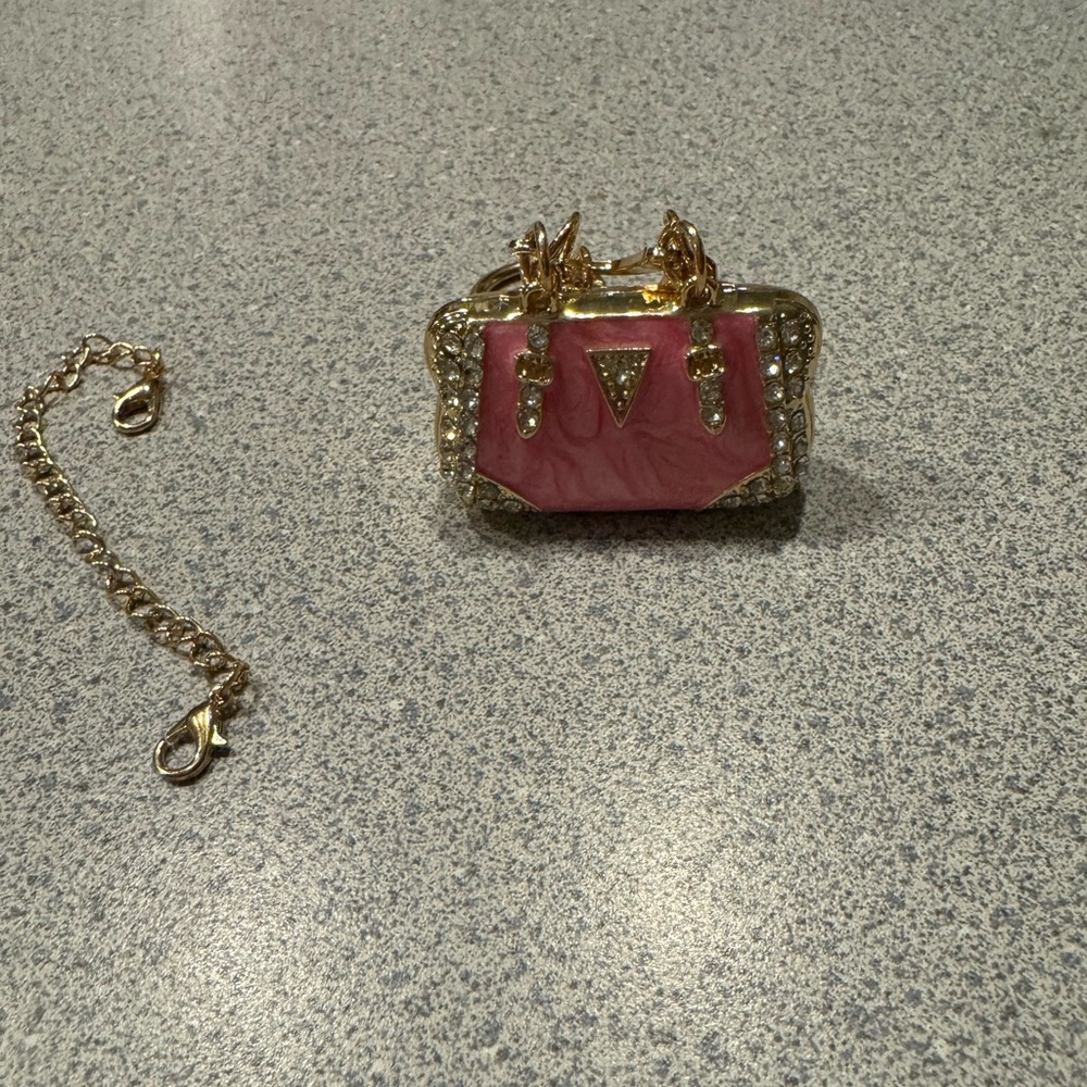 Pink Handbag Keychain with Gold Accents - Picture 2 of 4